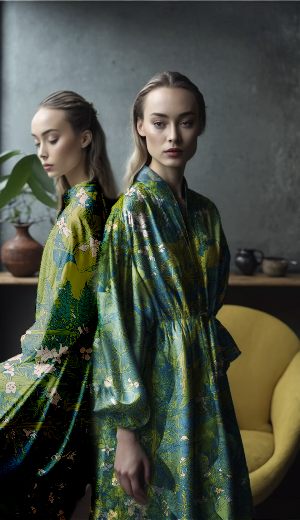 Satin kimono MA+KE lab x AI
